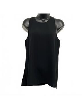 Vince Black Popover Sleeveless Relaxed Split Hem Tunic Shell Blouse Tank S